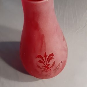 Red frosted glass vase